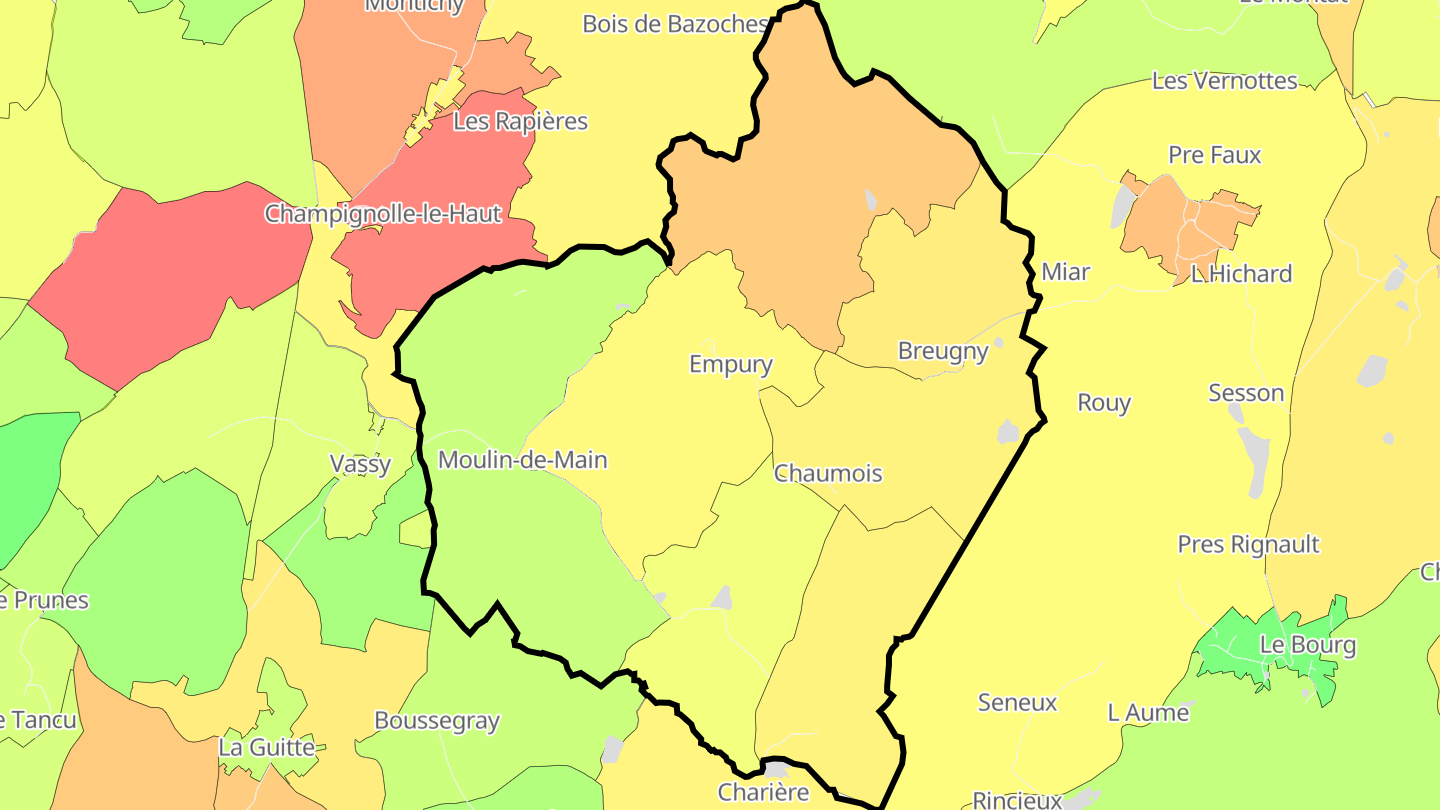 Carte des prix de l'immobilier Empury