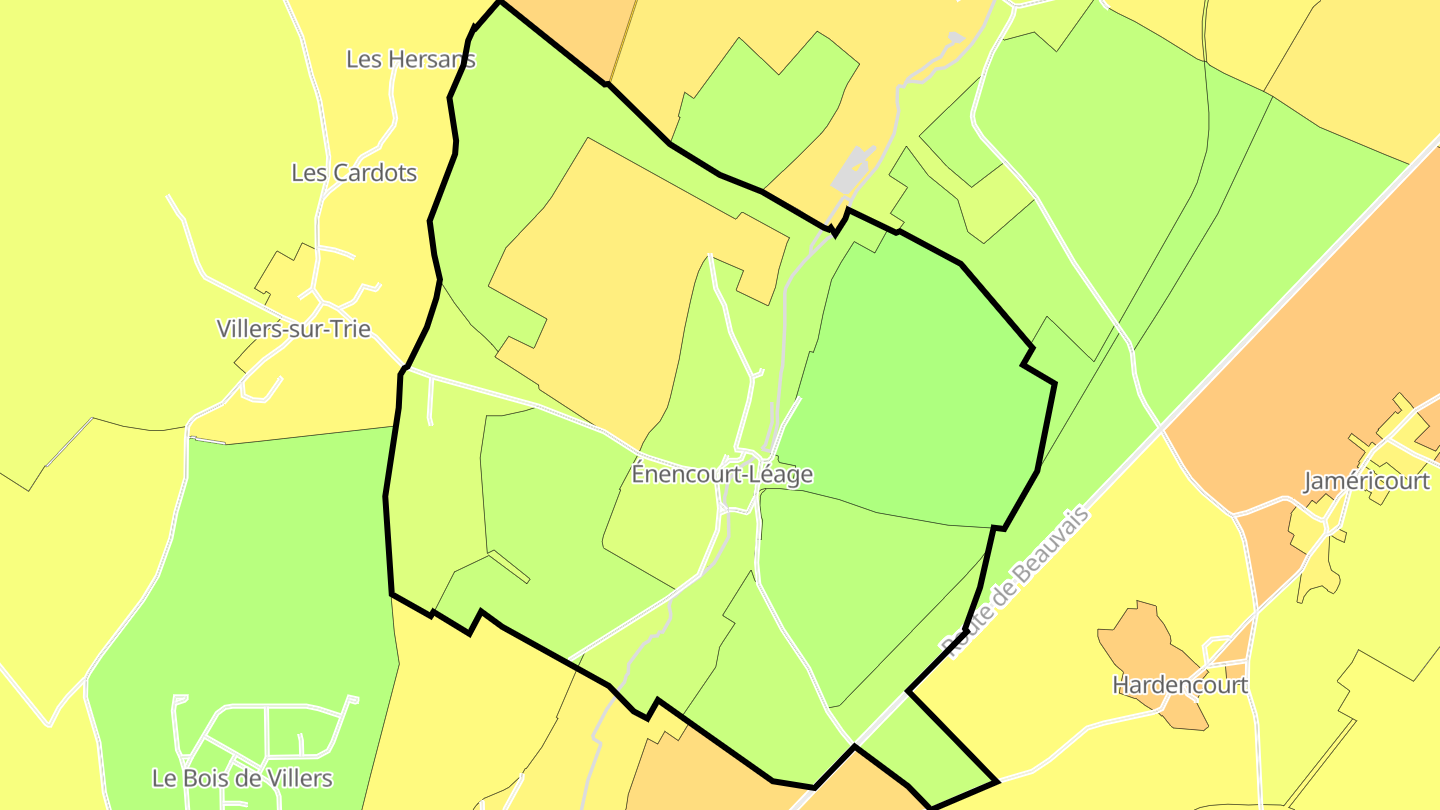 Carte des prix de l'immobilier Énencourt-Léage
