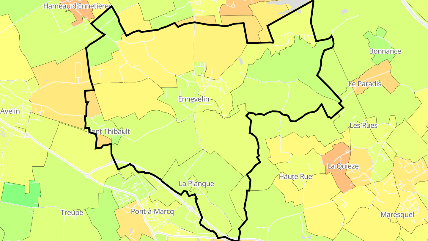 Carte des prix de l'immobilier Ennevelin