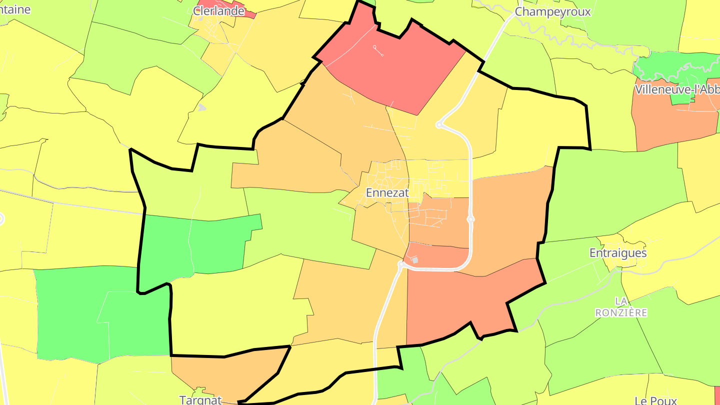 Carte des prix de l'immobilier Ennezat