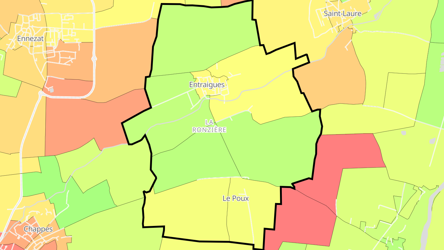 Carte des prix de l'immobilier Entraigues