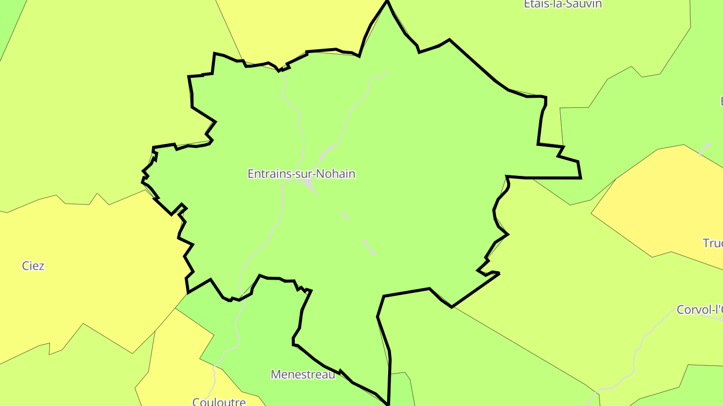 Carte des prix de l'immobilier Entrains-sur-Nohain