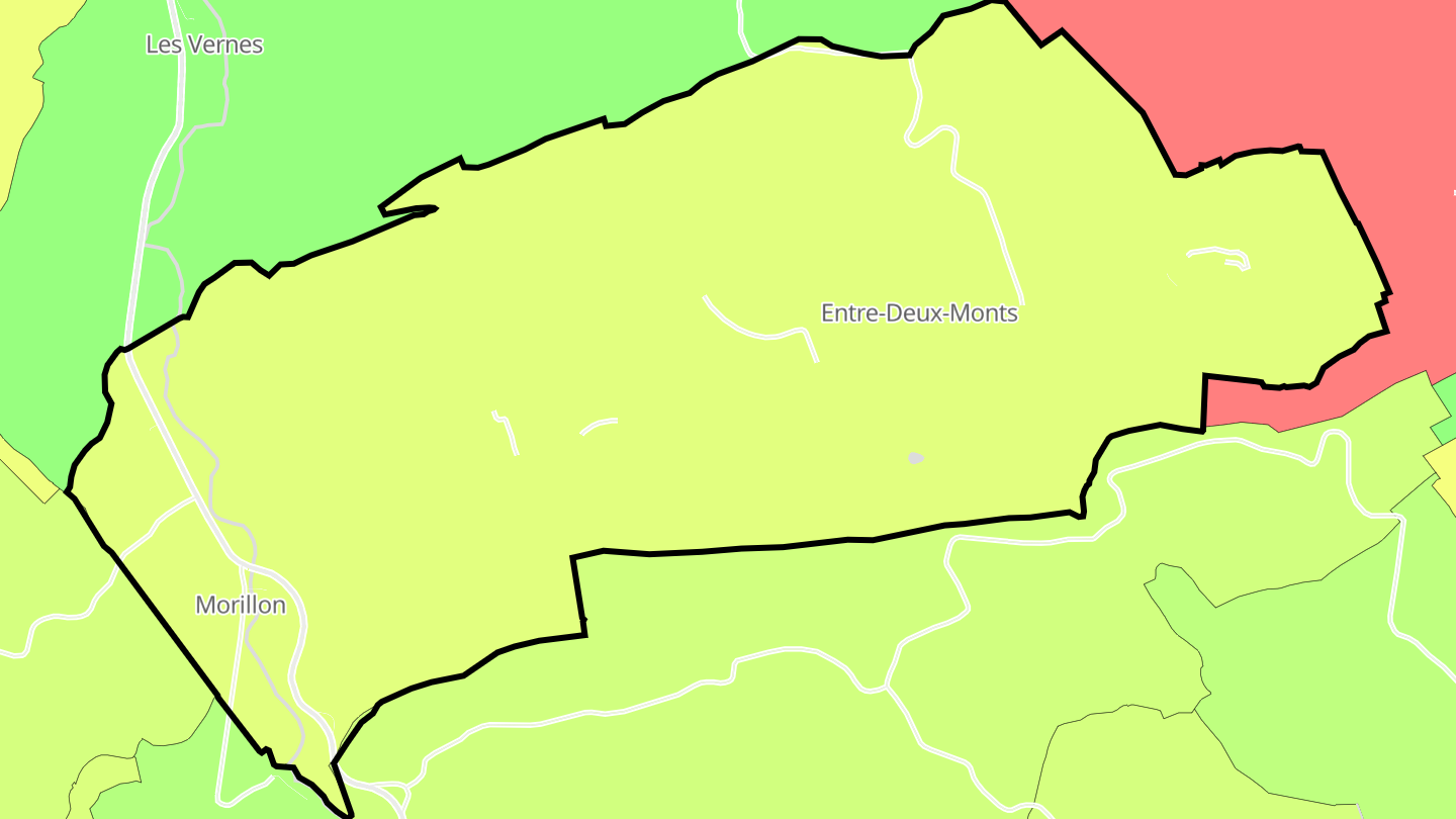 Carte des prix de l'immobilier Entre-deux-Monts