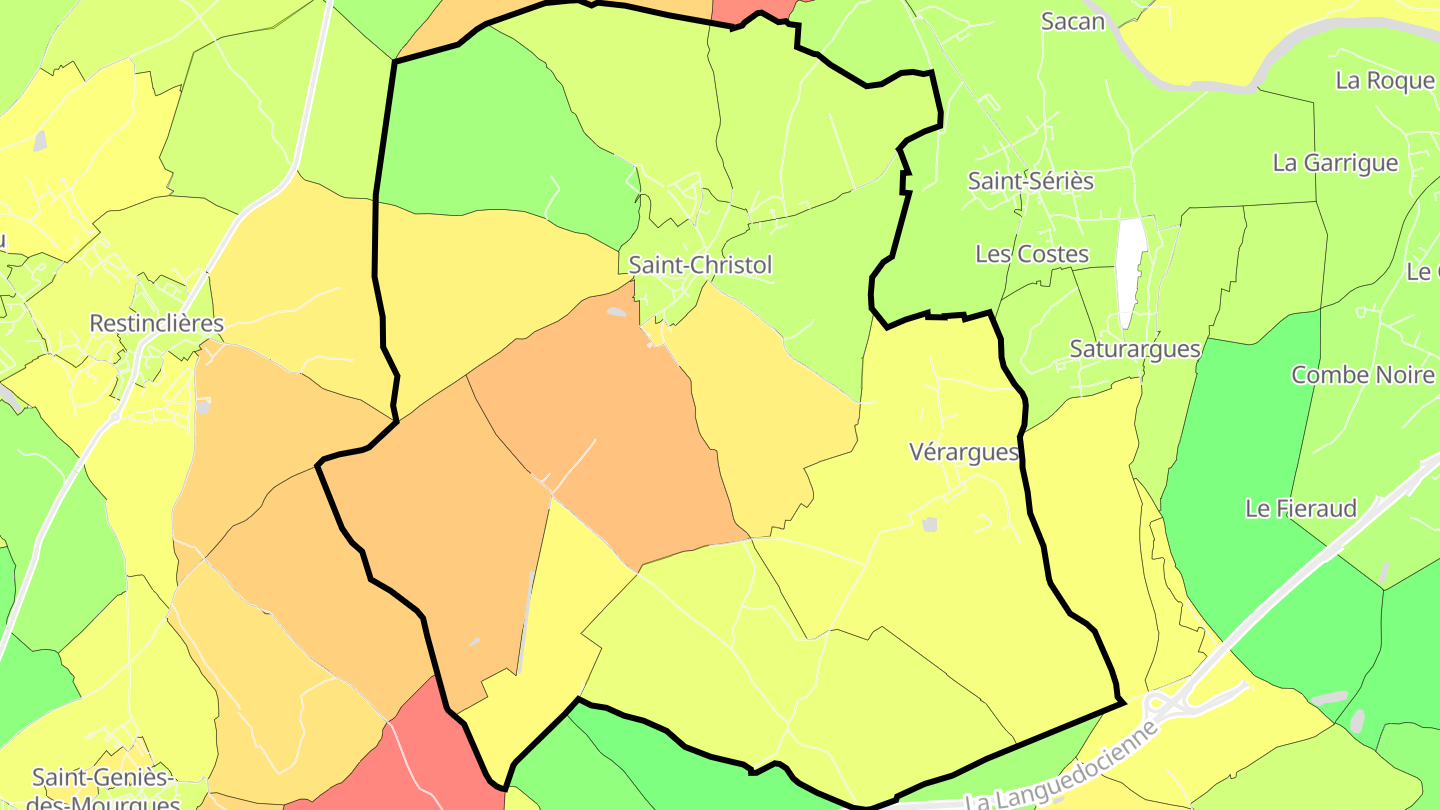 Carte des prix de l'immobilier Entre-Vignes