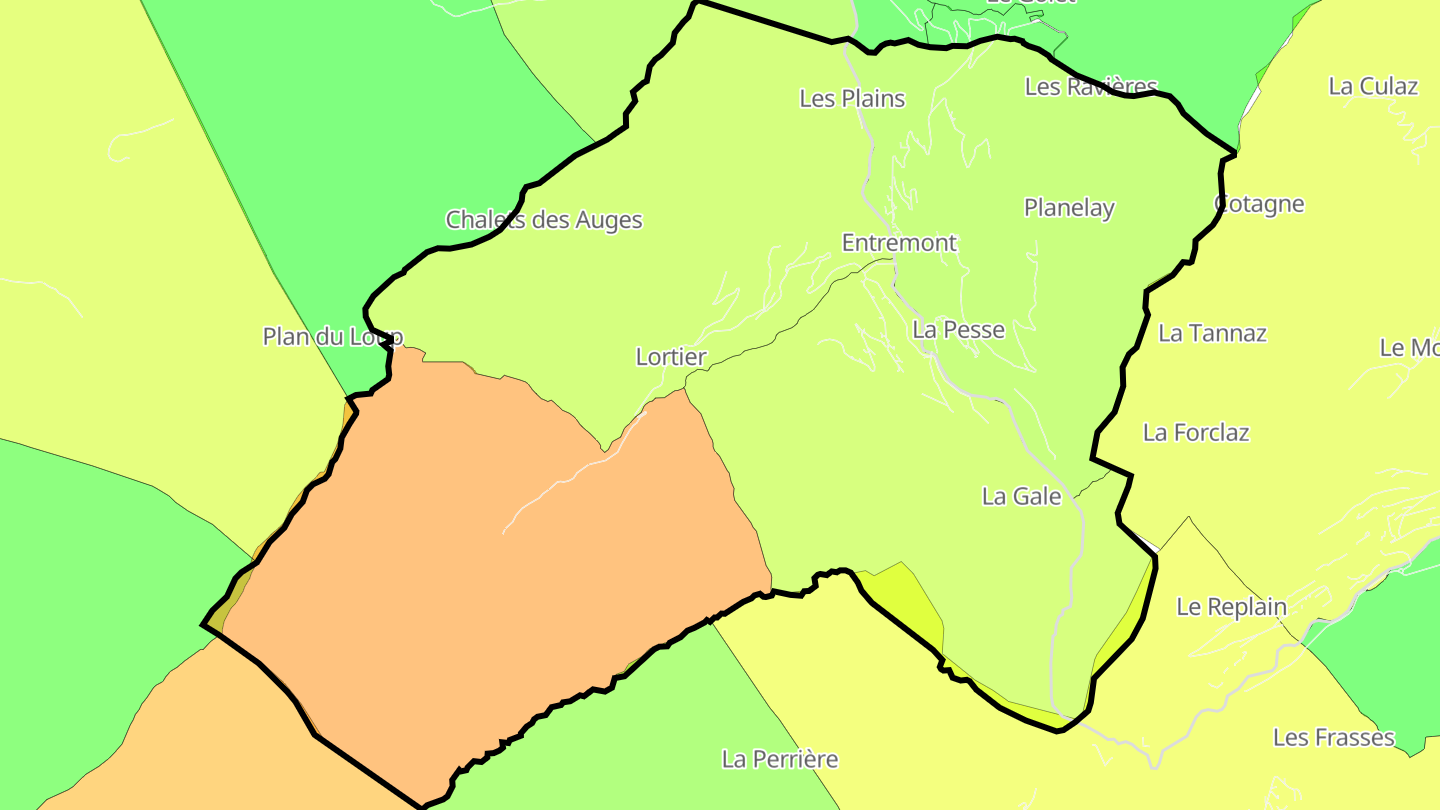 Carte des prix de l'immobilier Entremont