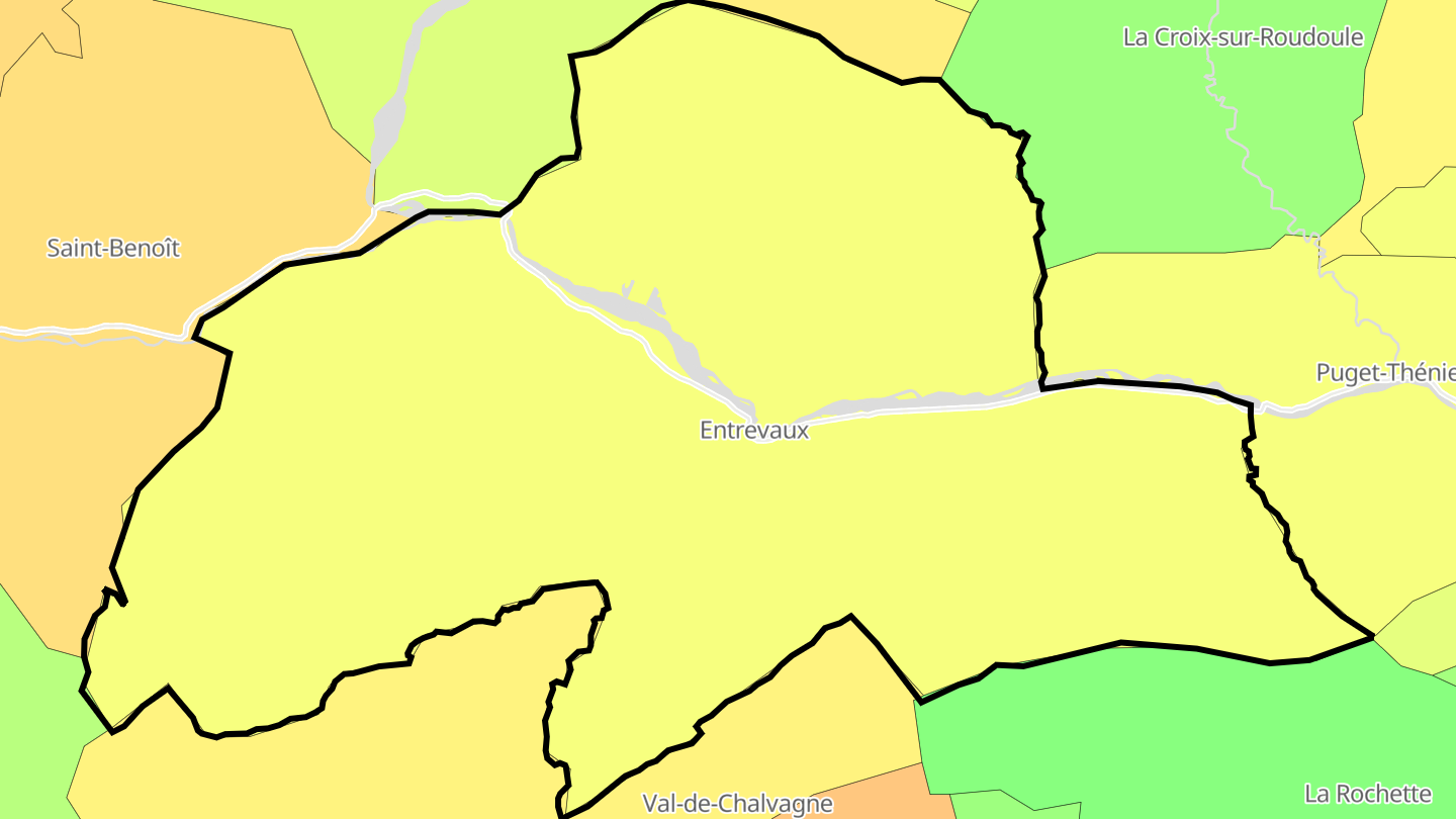 Carte des prix de l'immobilier Entrevaux