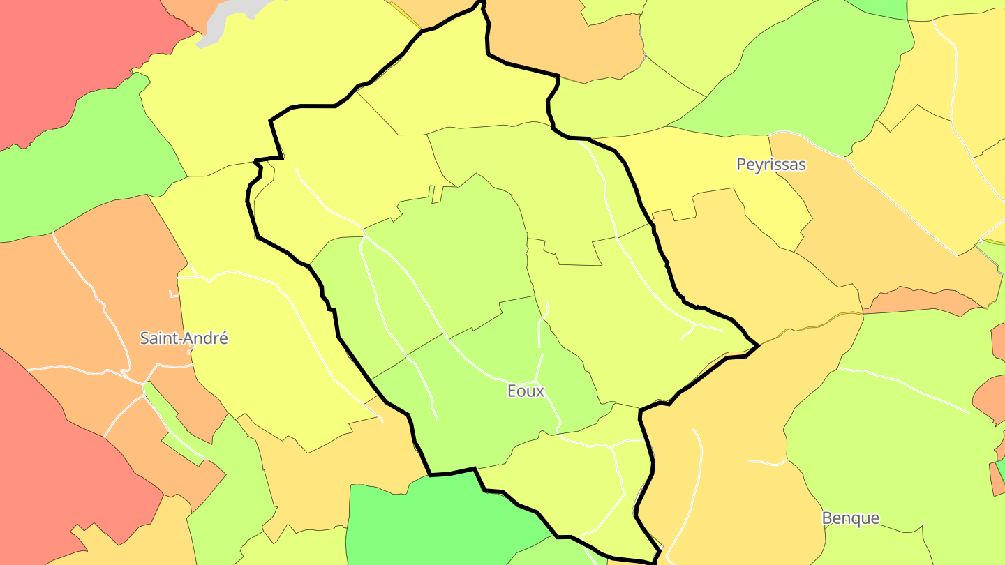 Carte des prix de l'immobilier Eoux