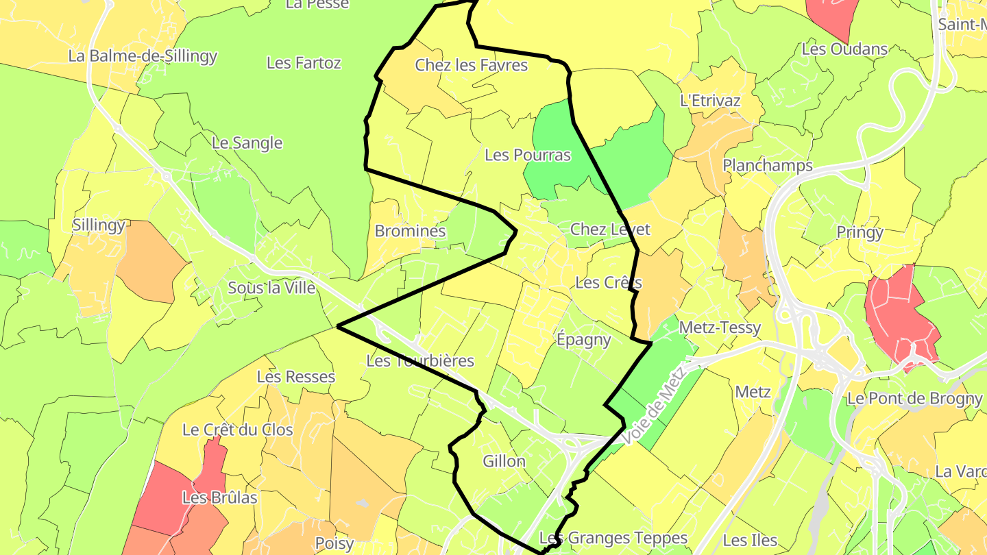 Carte des prix de l'immobilier Épagny