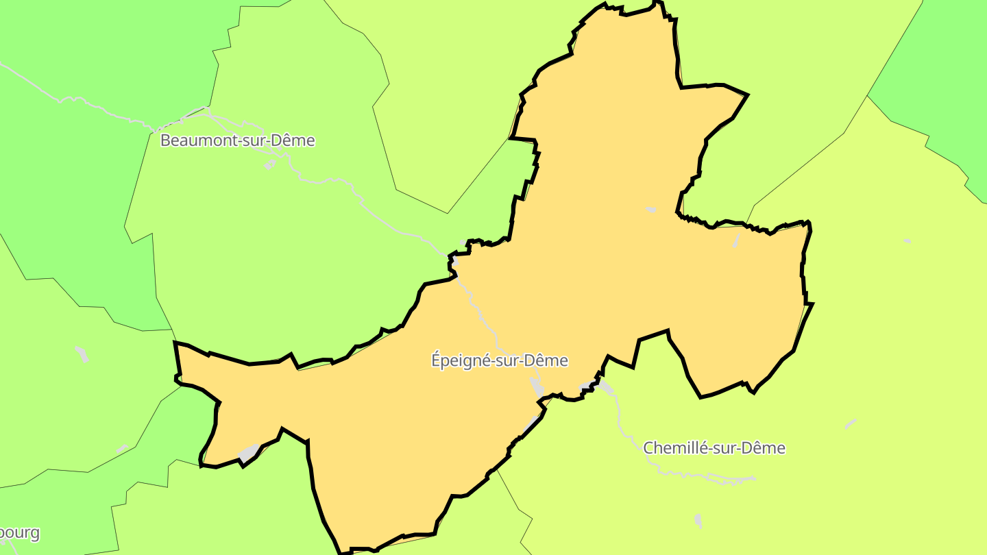 Carte des prix de l'immobilier Épeigné-sur-Dême