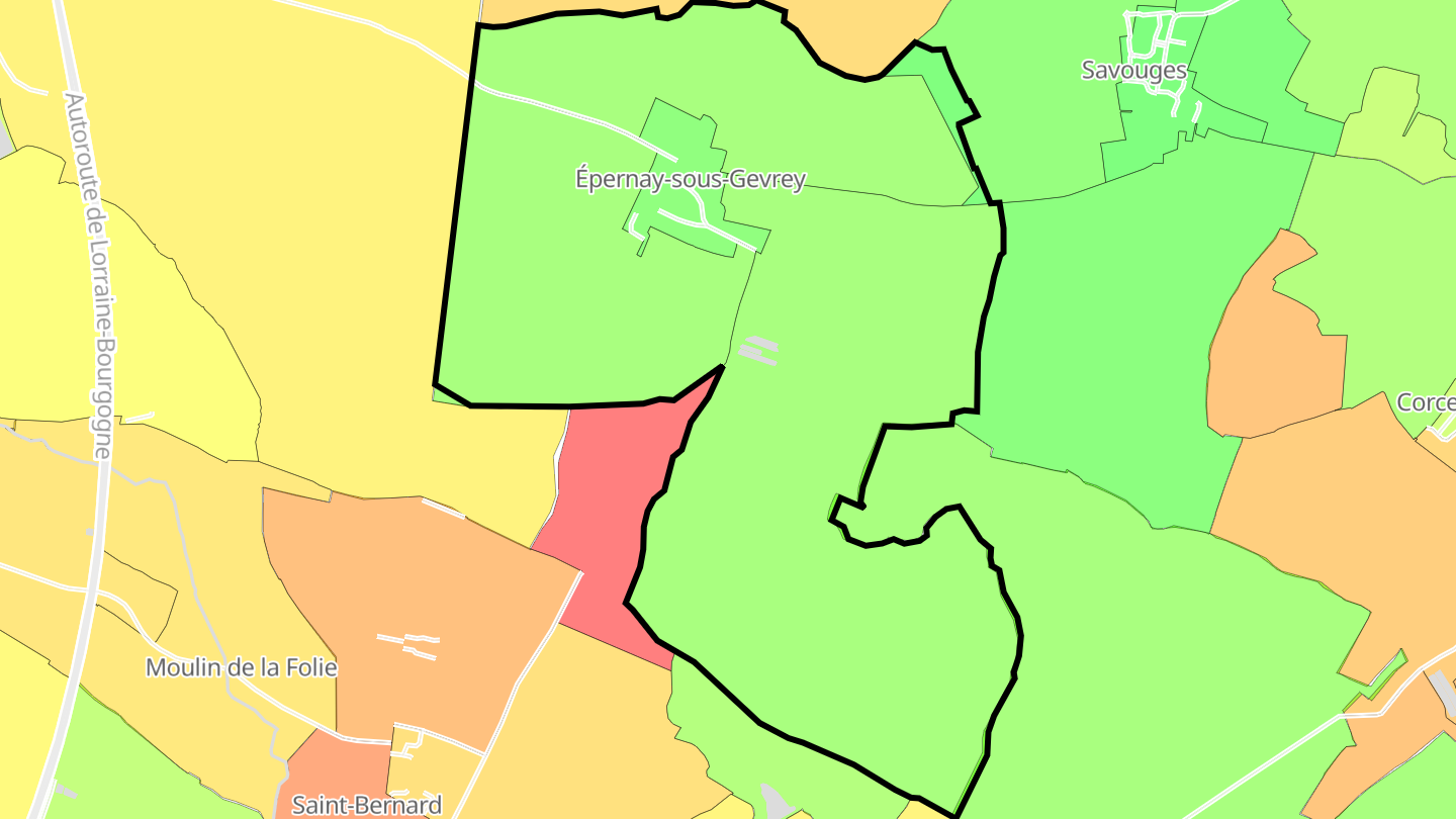 Carte des prix de l'immobilier Épernay-sous-Gevrey
