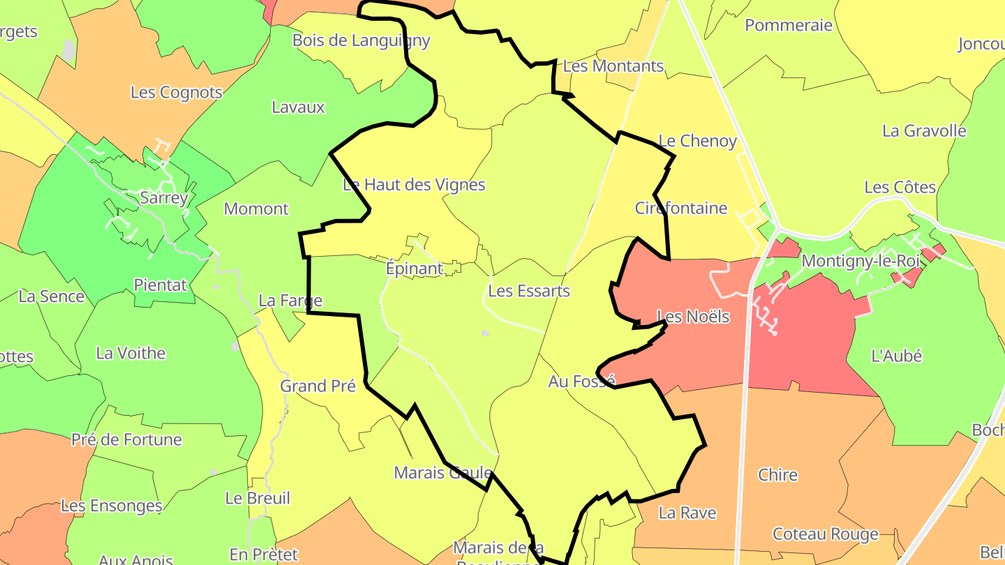 Carte des prix de l'immobilier Épinant
