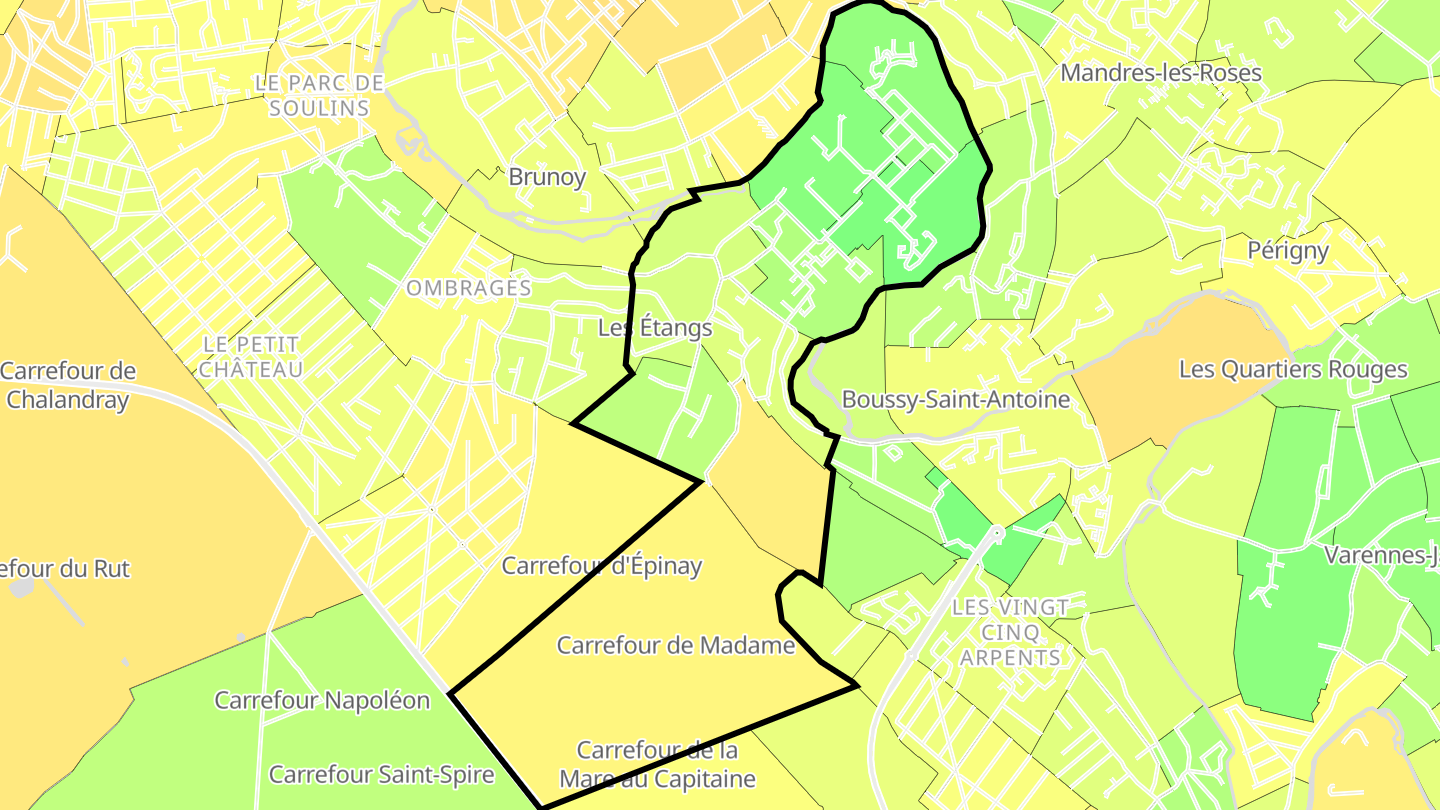 Carte des prix de l'immobilier Épinay-sous-Sénart