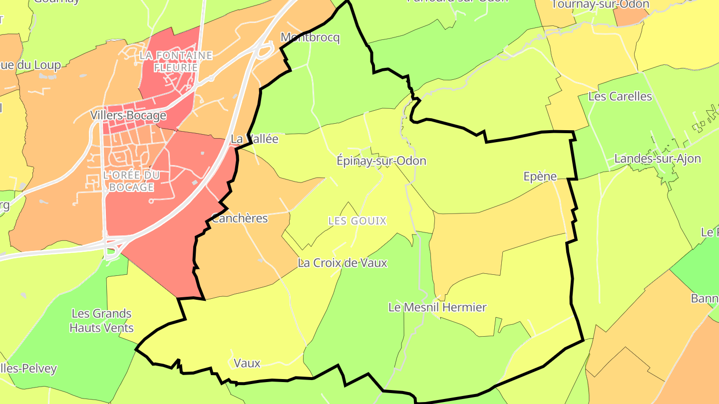 Carte des prix de l'immobilier Épinay-sur-Odon
