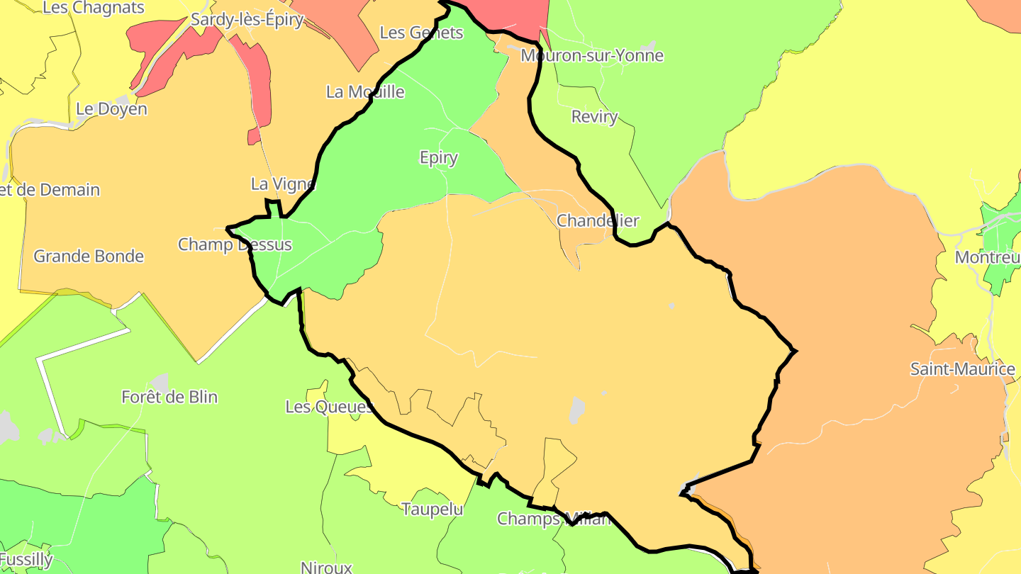 Carte des prix de l'immobilier Epiry