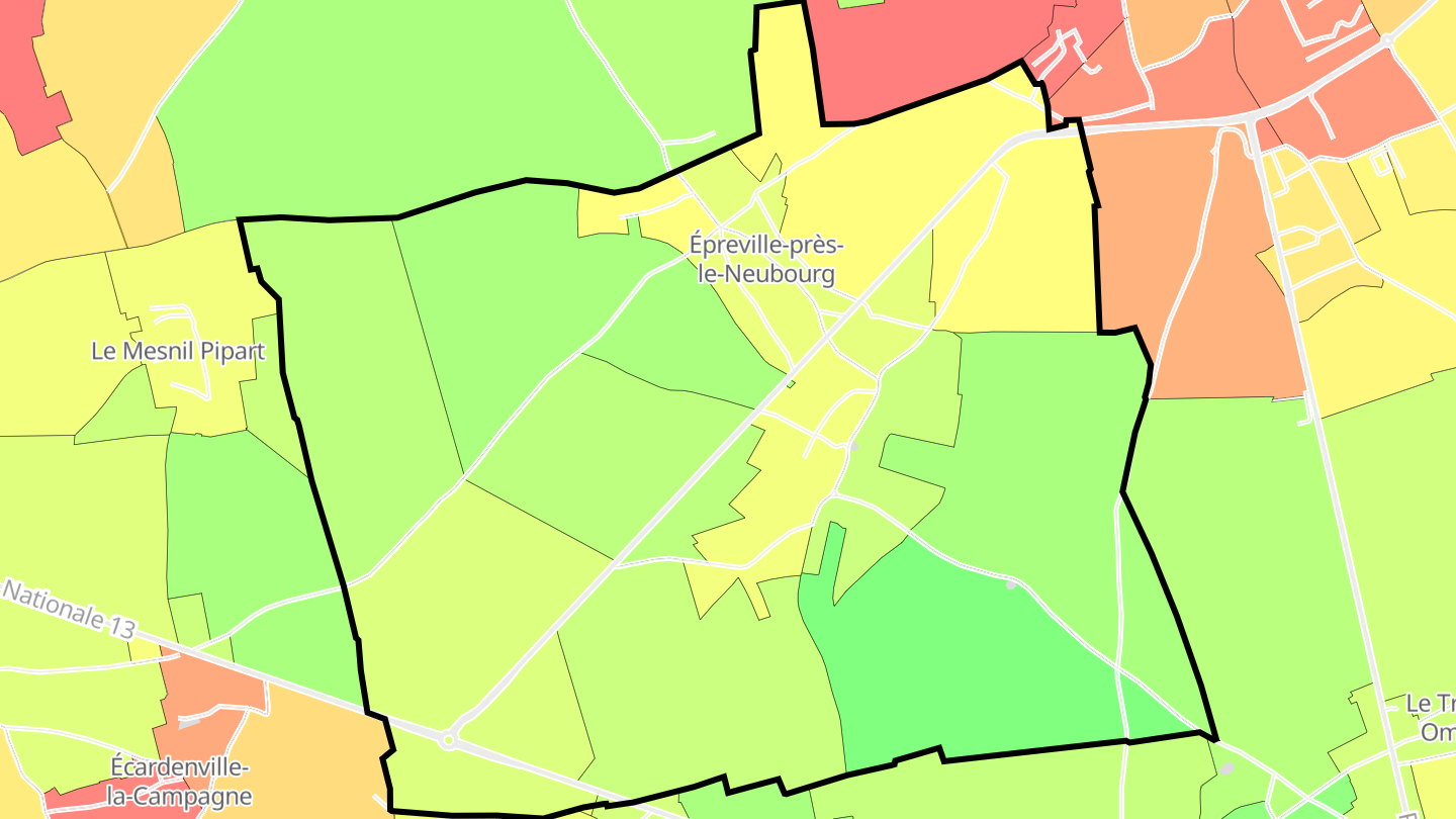 Carte des prix de l'immobilier Épreville-près-le-Neubourg