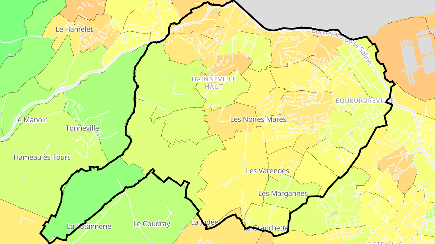 Carte des prix de l'immobilier Équeurdreville-Hainneville
