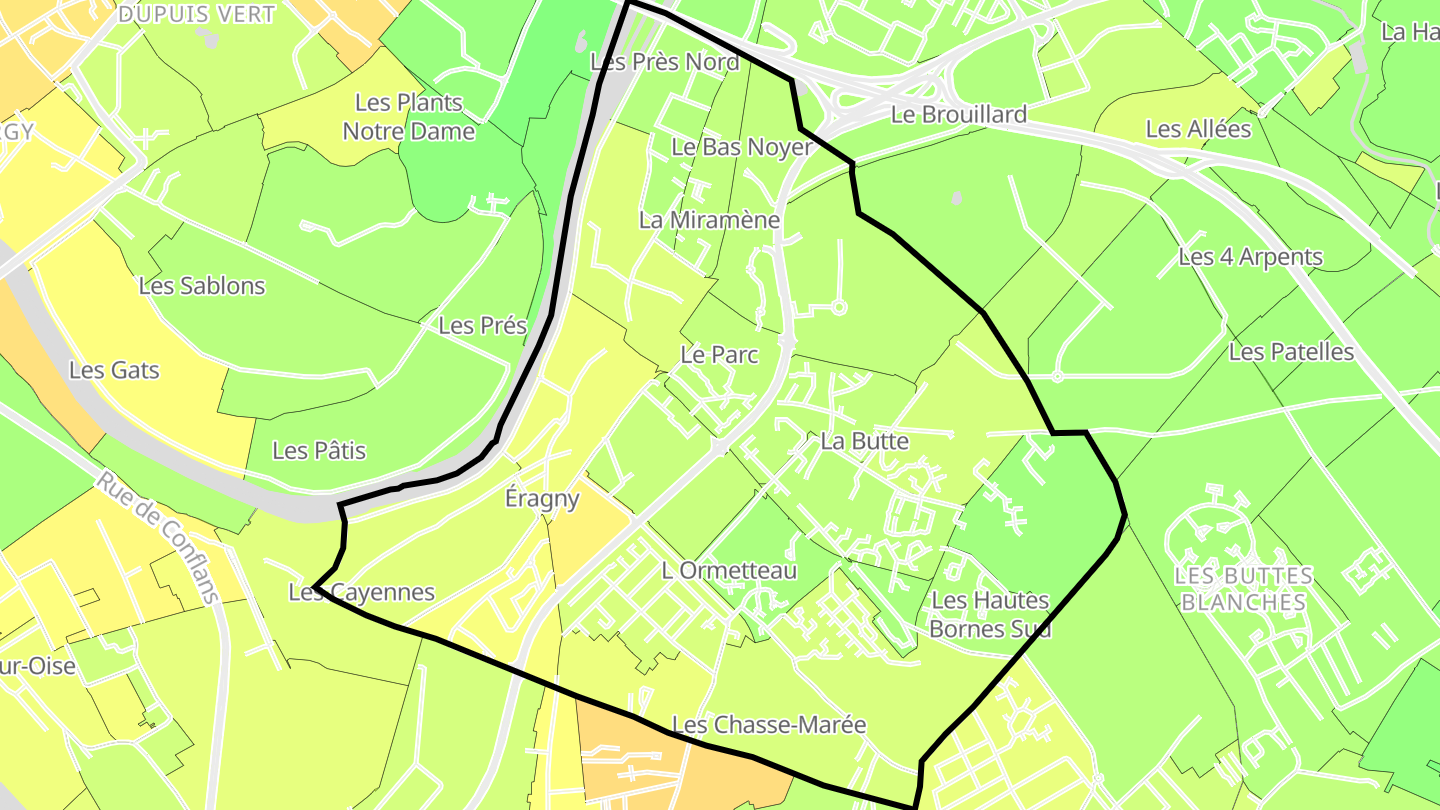 Carte des prix de l'immobilier Éragny