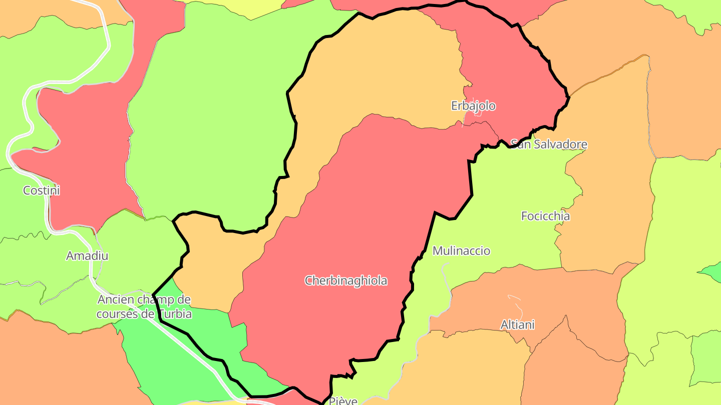 Carte des prix de l'immobilier Erbajolo