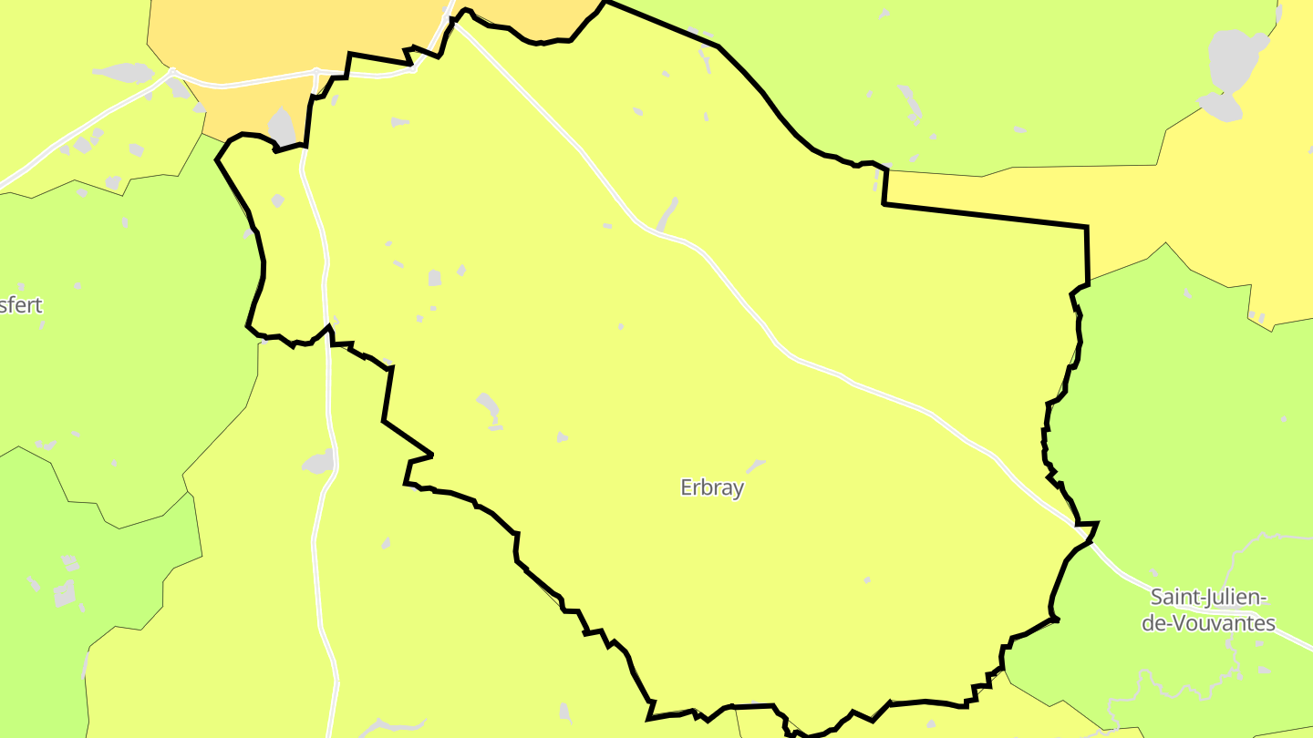 Carte des prix de l'immobilier Erbray