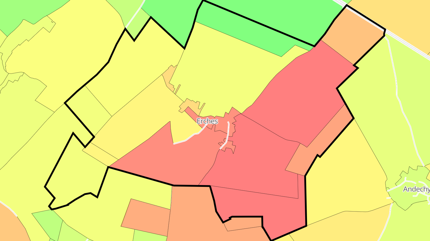 Carte des prix de l'immobilier Erches