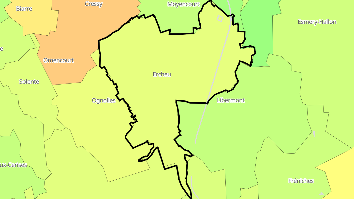 Carte des prix de l'immobilier Ercheu