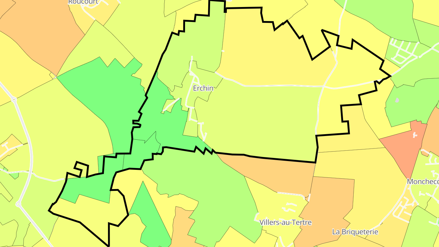 Carte des prix de l'immobilier Erchin