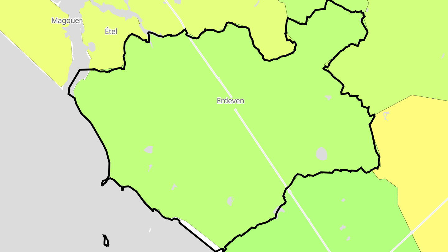 Carte des prix de l'immobilier Erdeven