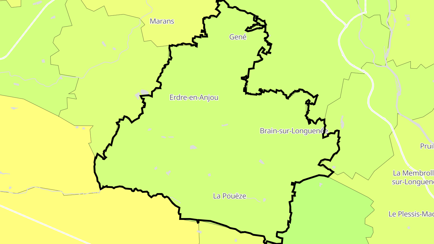 Carte des prix de l'immobilier Erdre-en-Anjou