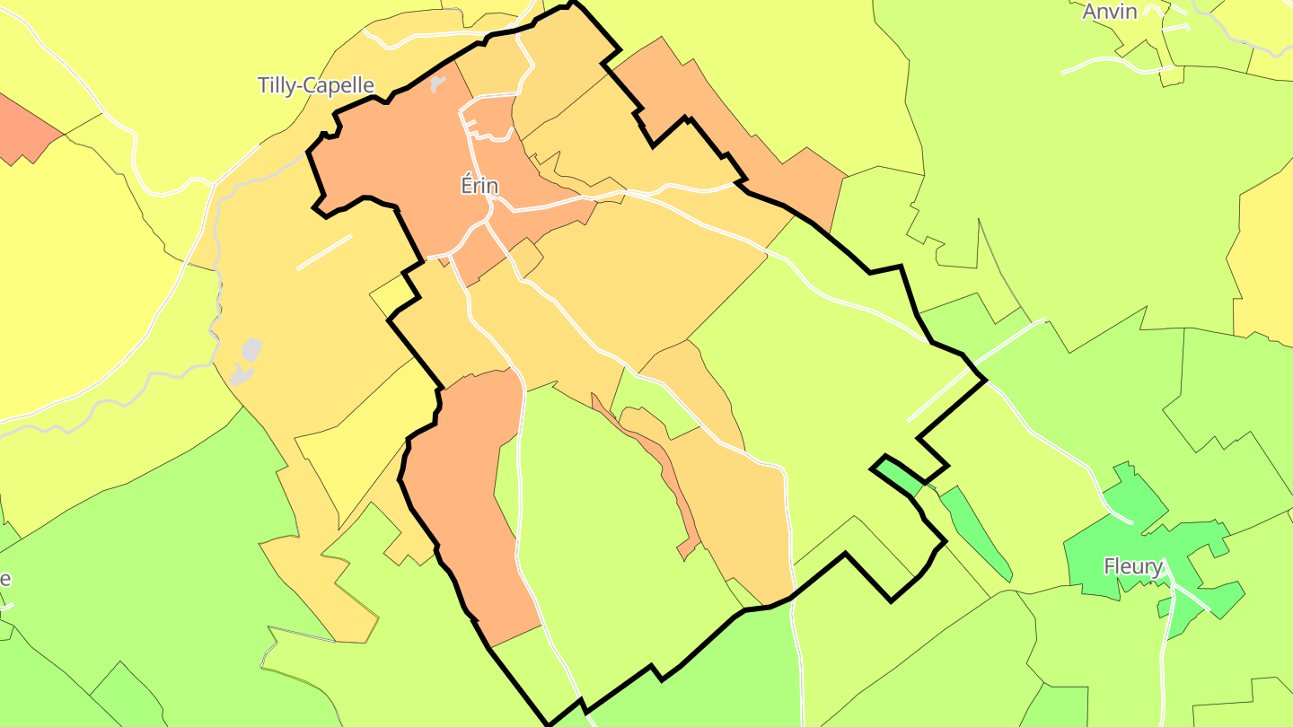 Carte des prix de l'immobilier Érin
