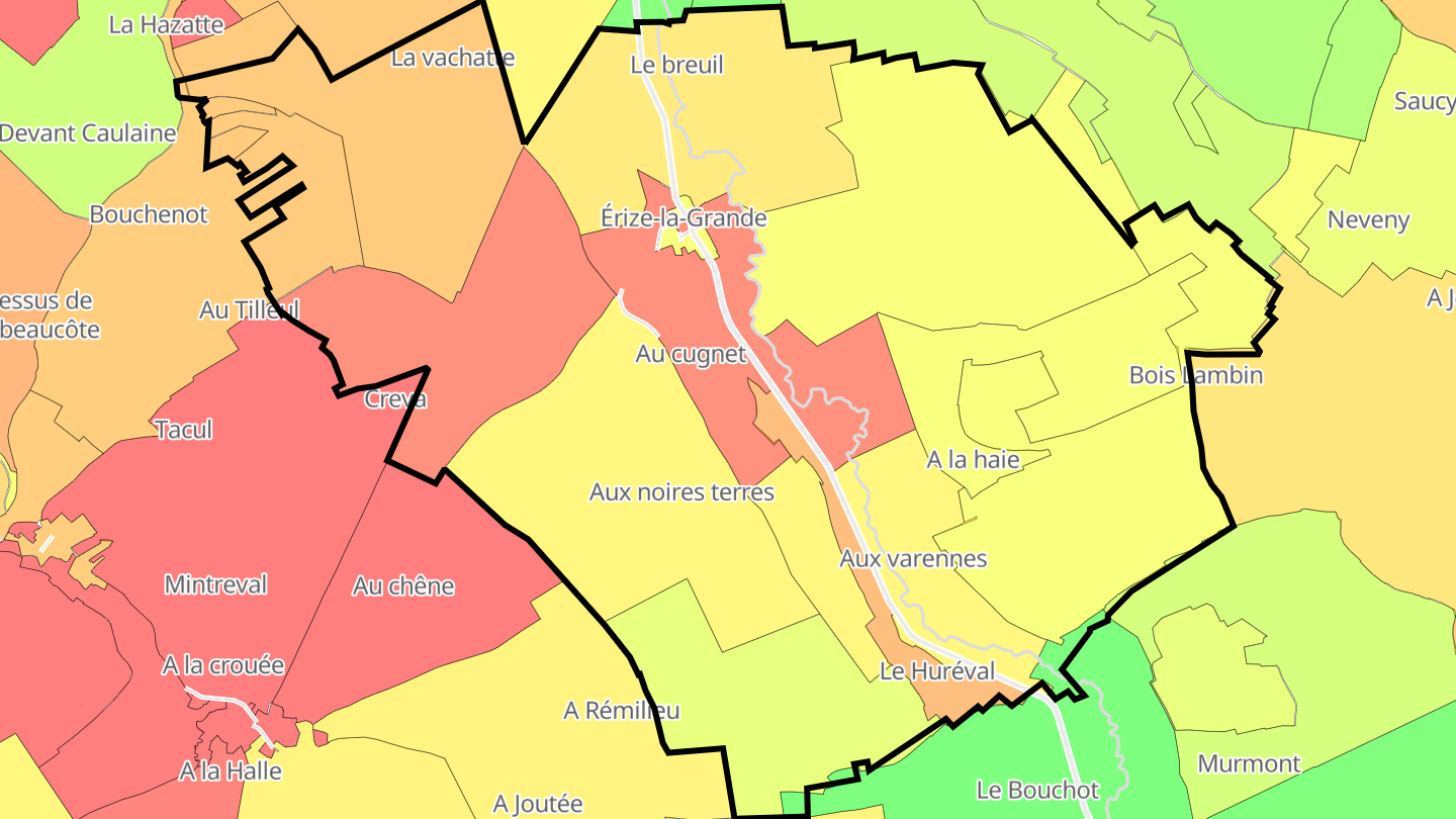 Carte des prix de l'immobilier Érize-la-Grande