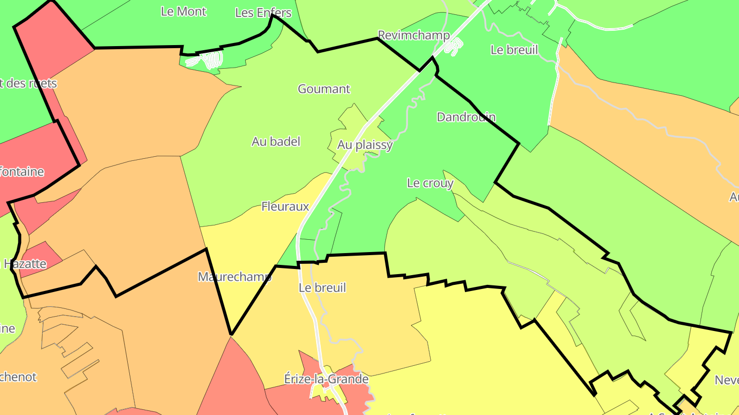 Carte des prix de l'immobilier Érize-la-Petite