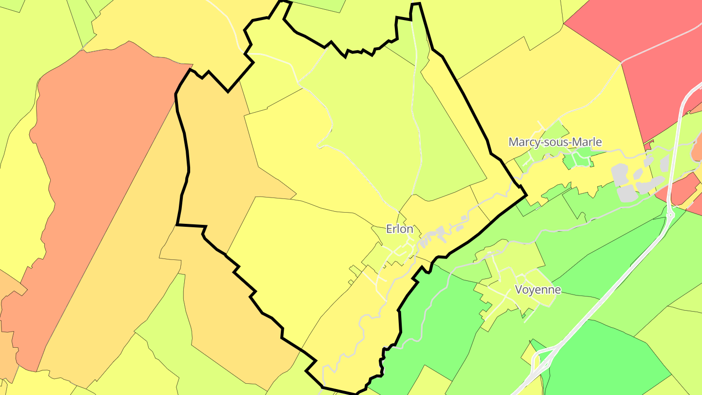 Carte des prix de l'immobilier Erlon