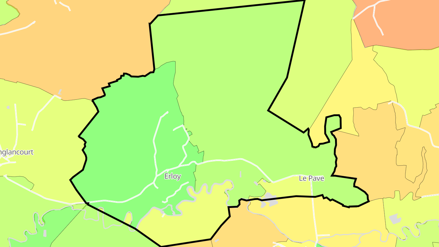 Carte des prix de l'immobilier Erloy