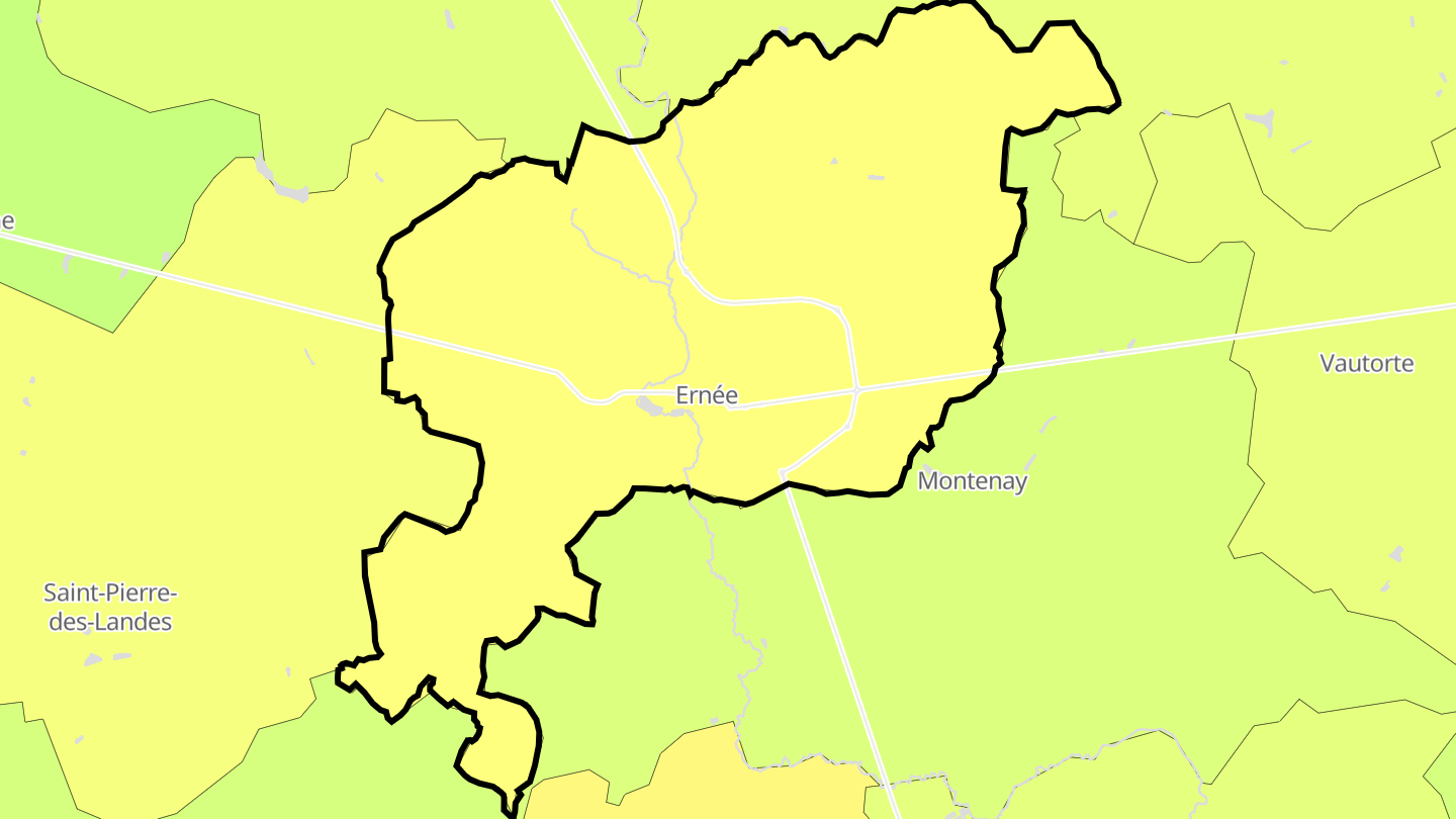 Carte des prix de l'immobilier Ernée