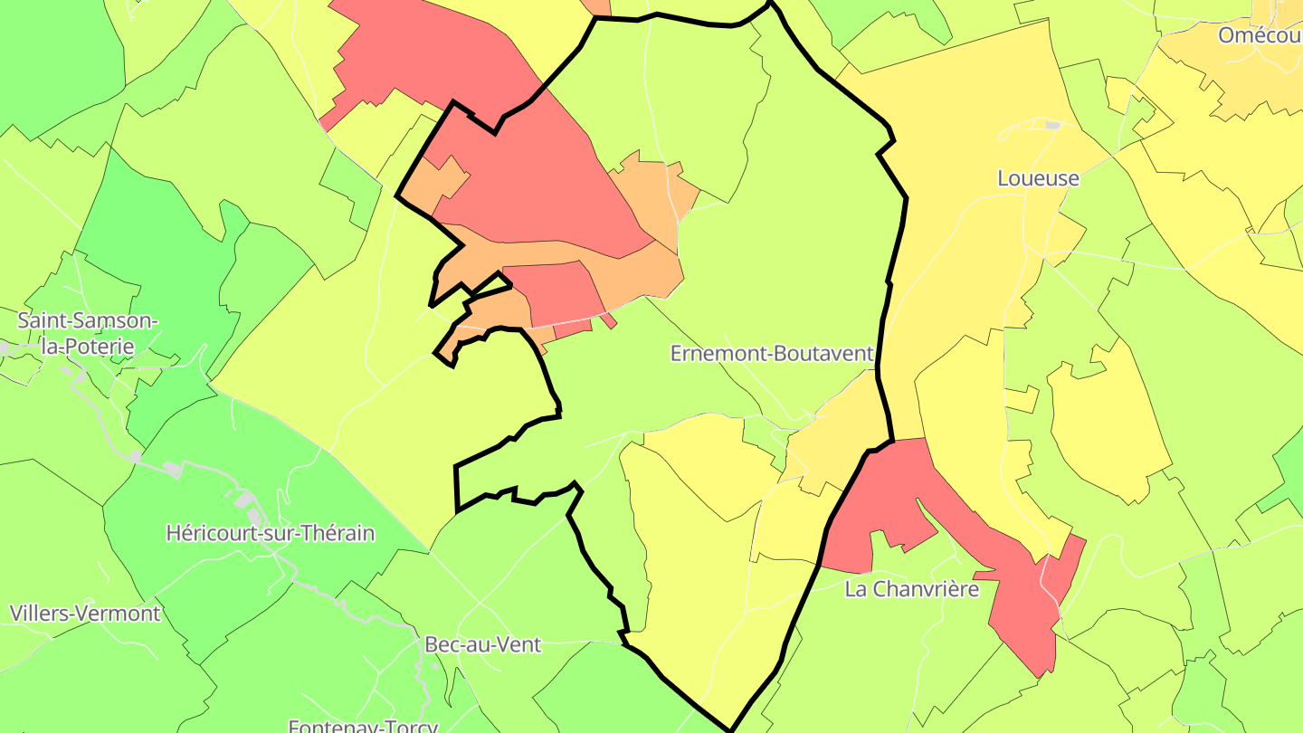 Carte des prix de l'immobilier Ernemont-Boutavent