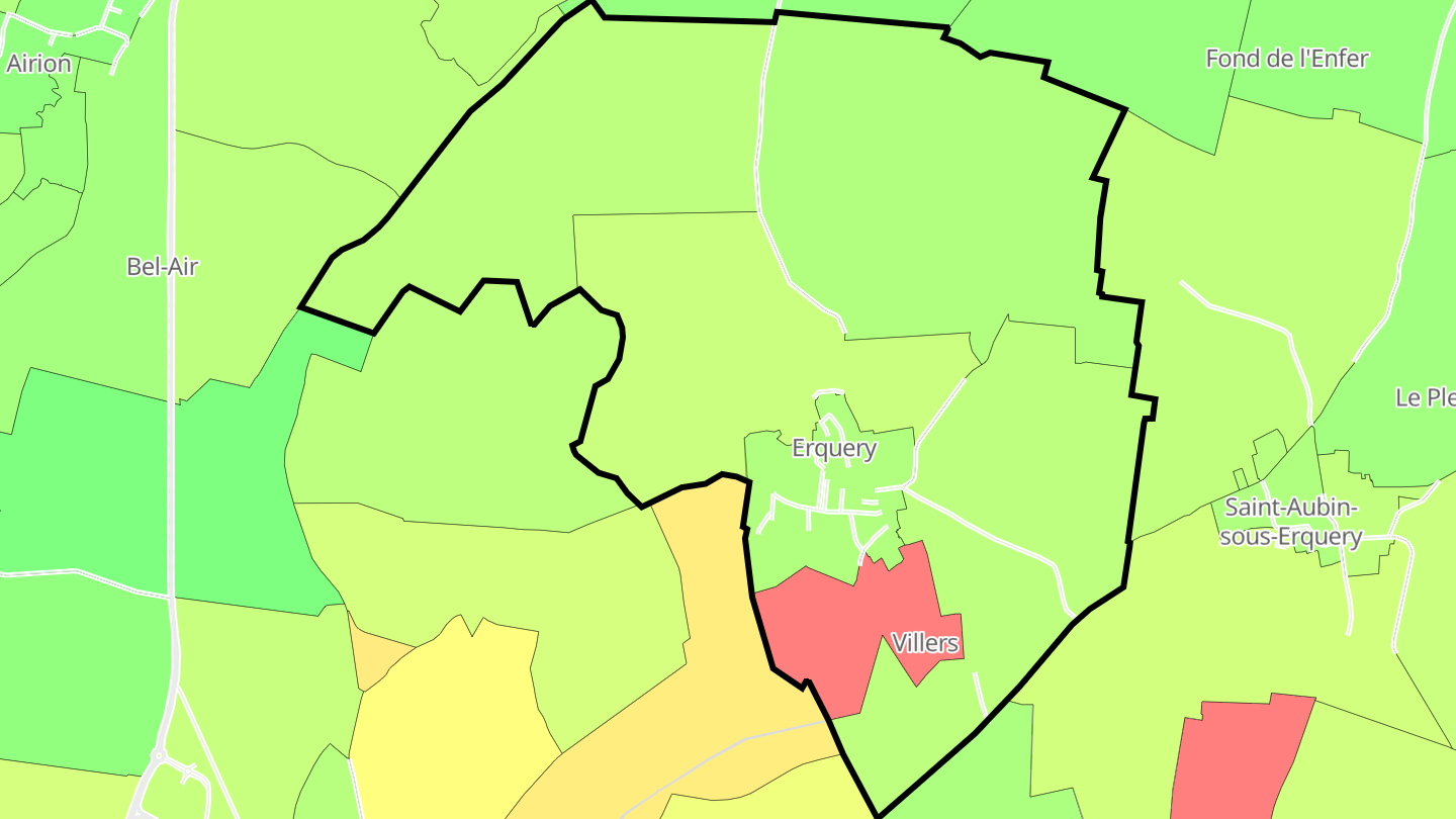 Carte des prix de l'immobilier Erquery