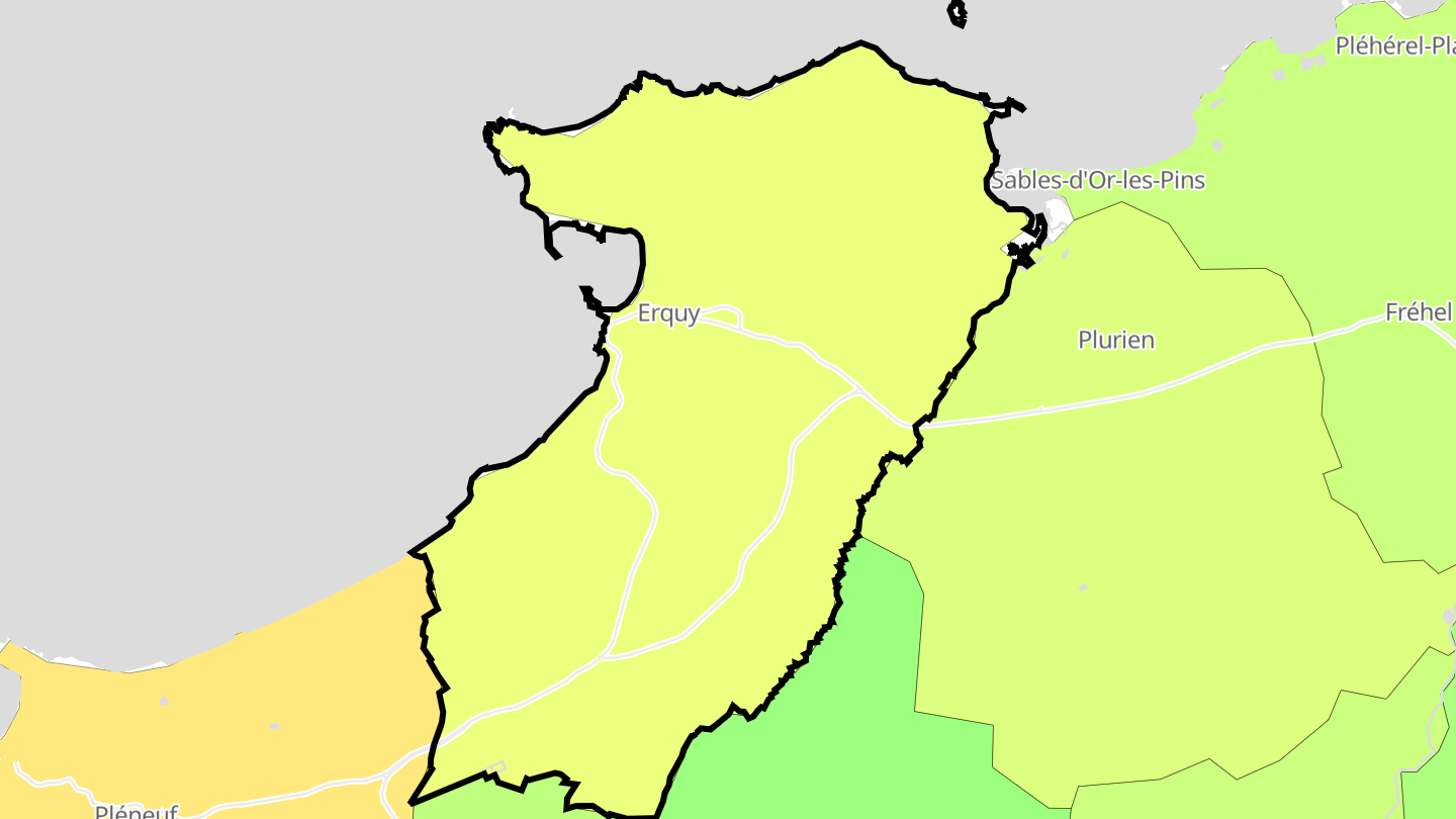 Carte des prix de l'immobilier Erquy
