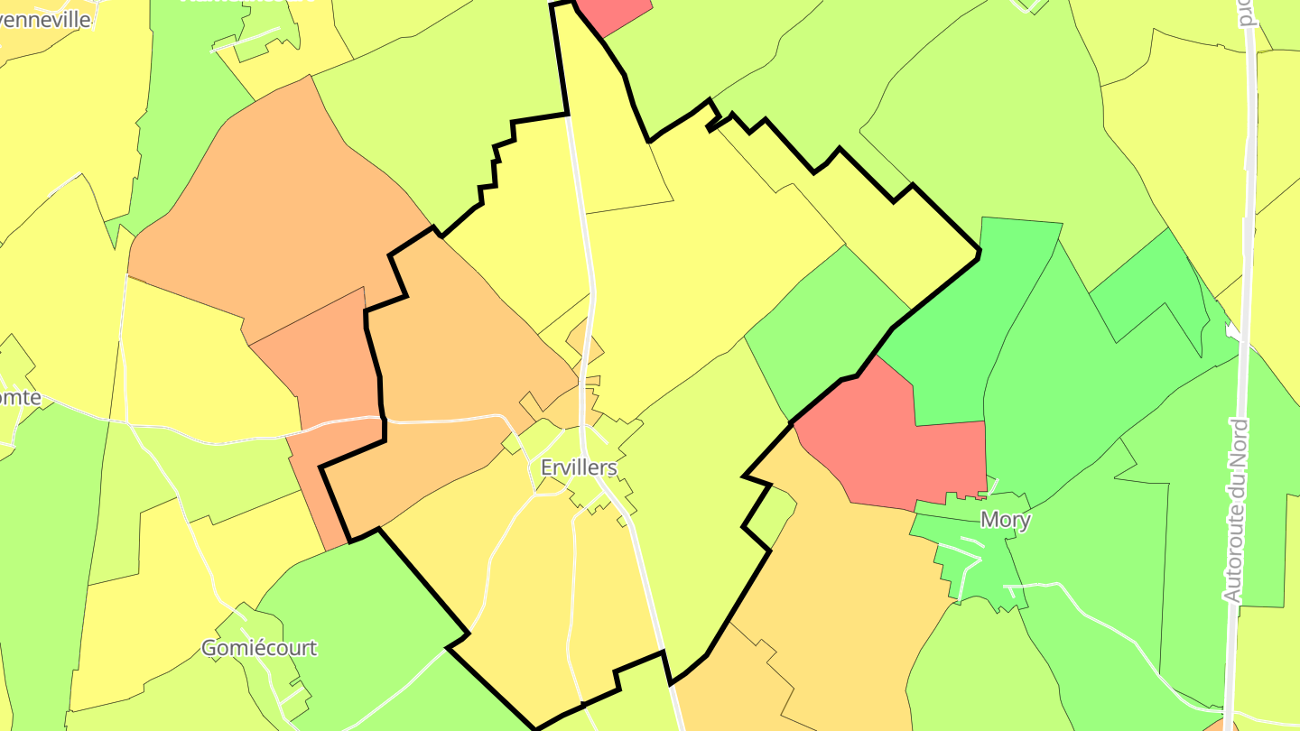 Carte des prix de l'immobilier Ervillers