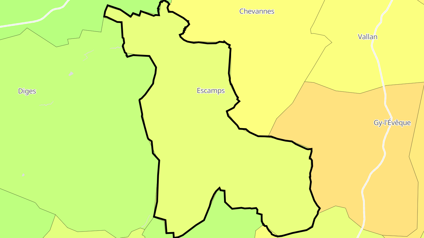 Carte des prix de l'immobilier Escamps