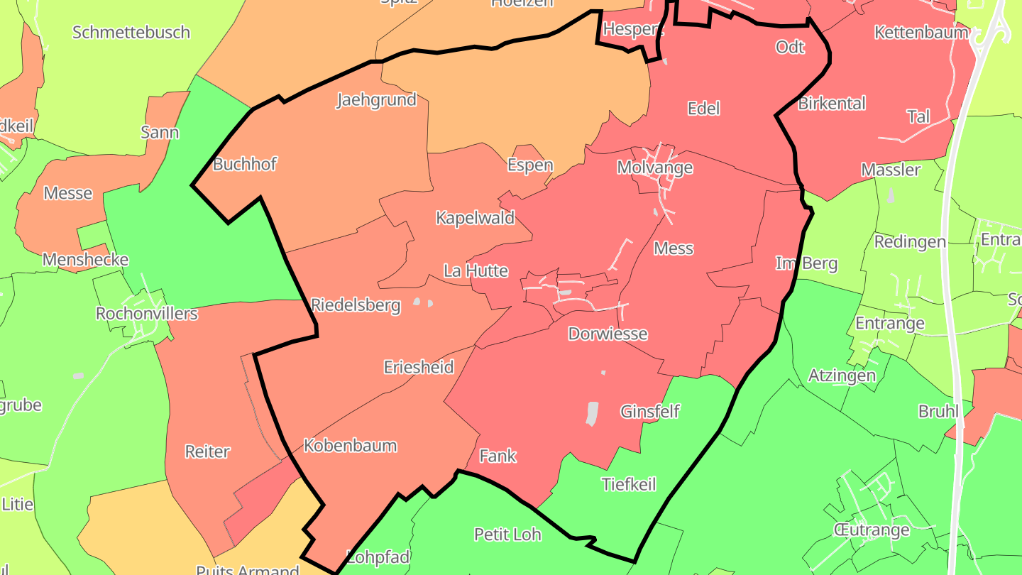Carte des prix de l'immobilier Escherange