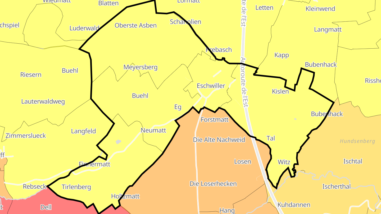 Carte des prix de l'immobilier Eschwiller