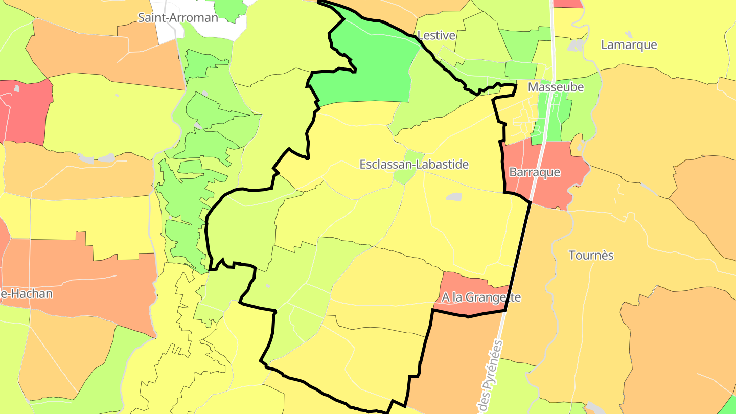 Carte des prix de l'immobilier Esclassan-Labastide