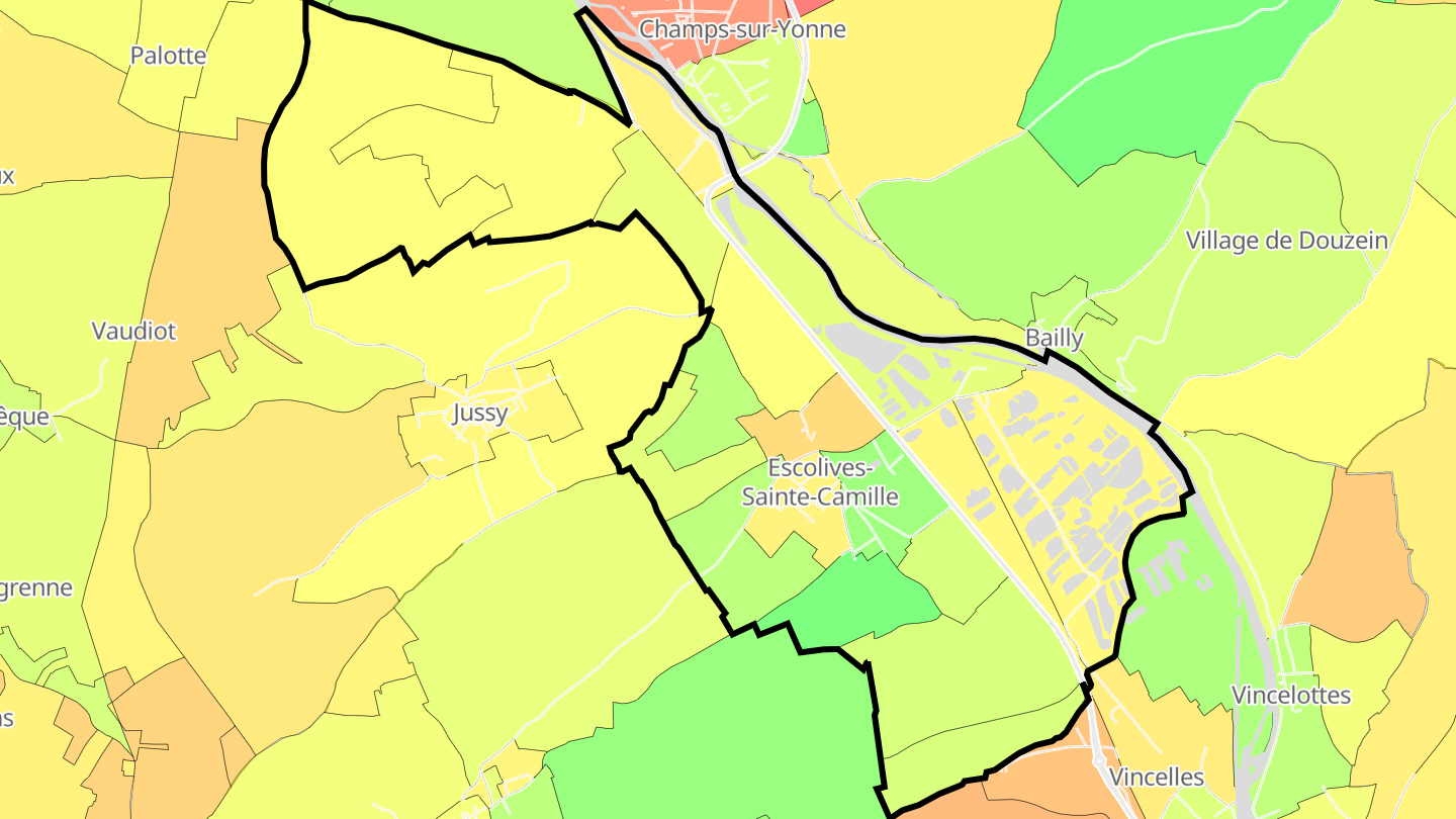 Carte des prix de l'immobilier Escolives-Sainte-Camille