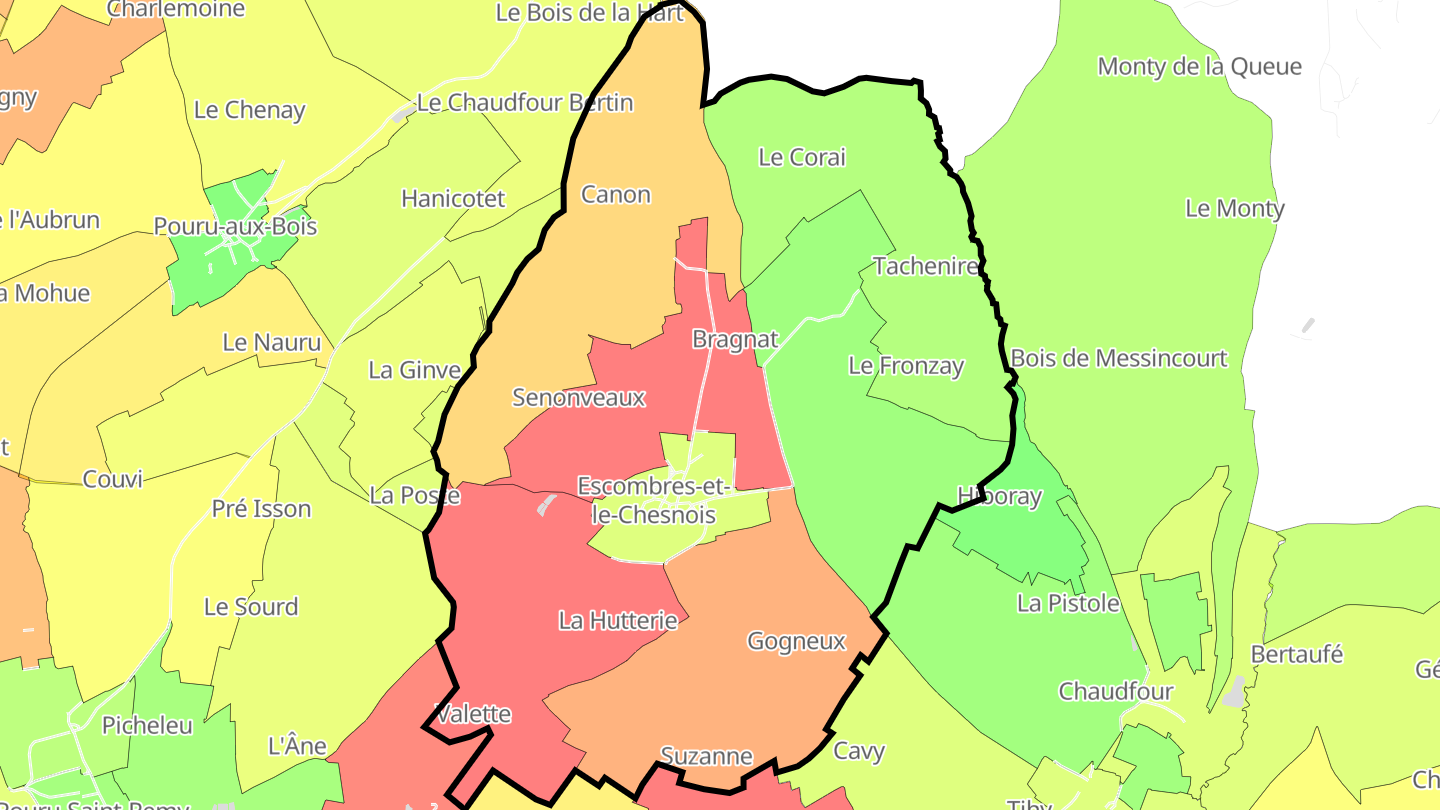 Carte des prix de l'immobilier Escombres-et-le-Chesnois