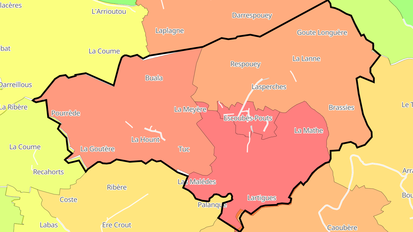 Carte des prix de l'immobilier Escoubès-Pouts