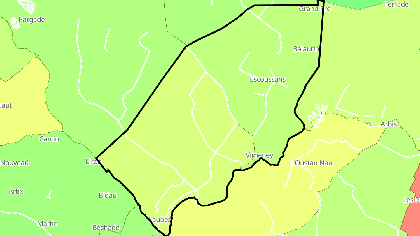 Carte des prix de l'immobilier Escoussans