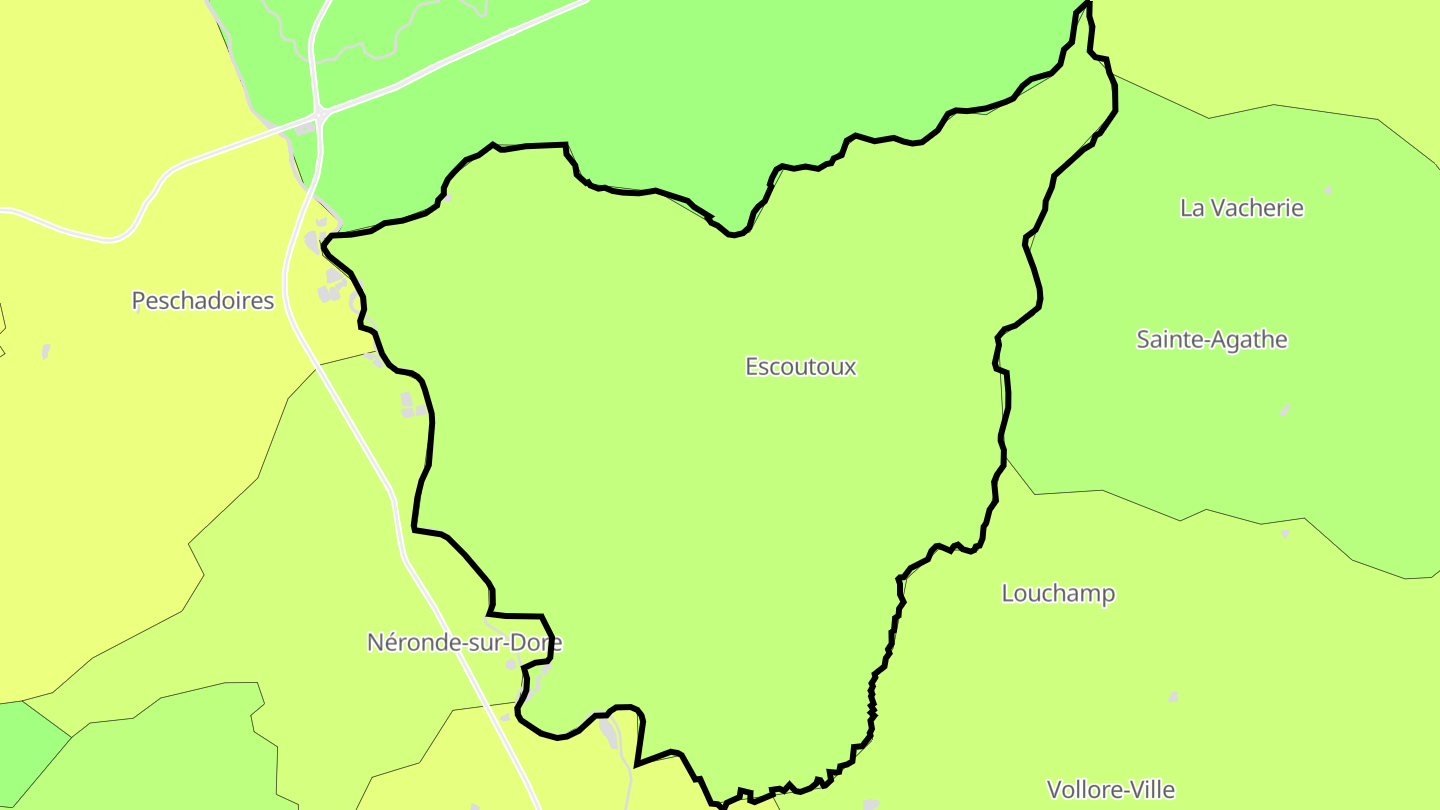 Carte des prix de l'immobilier Escoutoux