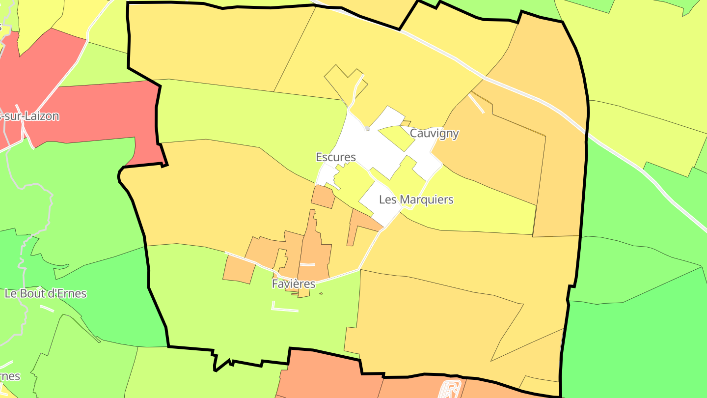 Carte des prix de l'immobilier Escures-sur-Favières