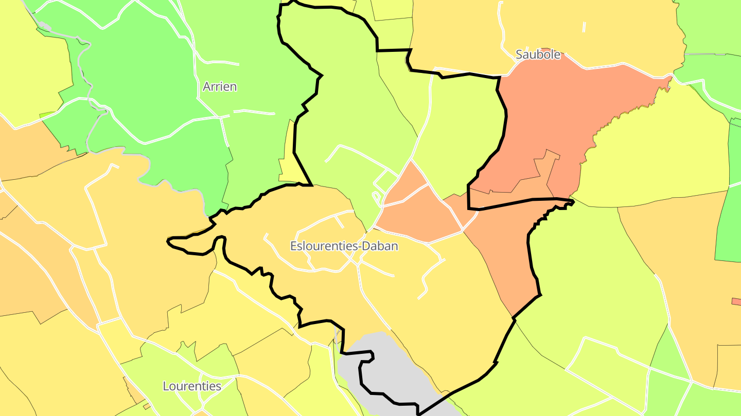 Carte des prix de l'immobilier Eslourenties-Daban