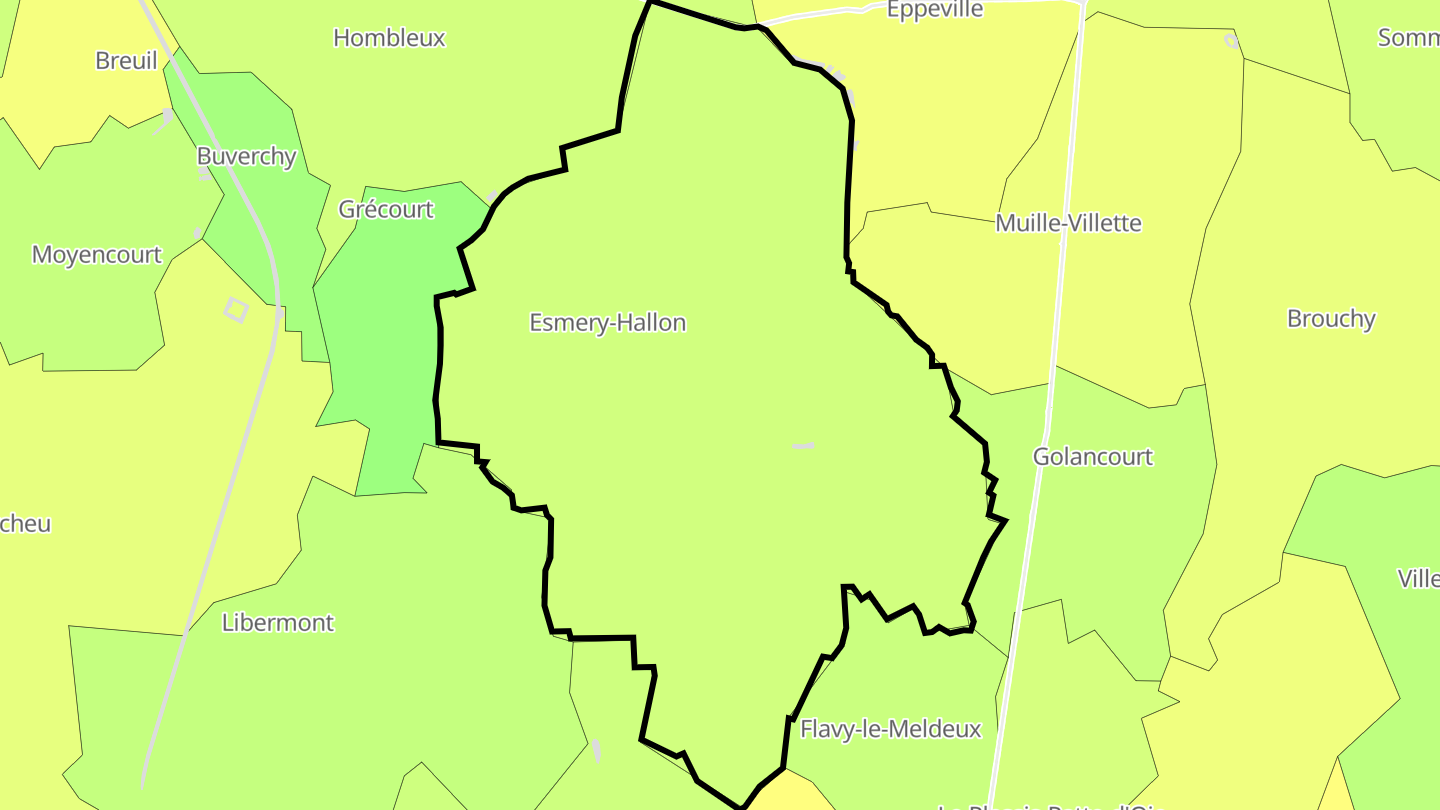 Carte des prix de l'immobilier Esmery-Hallon